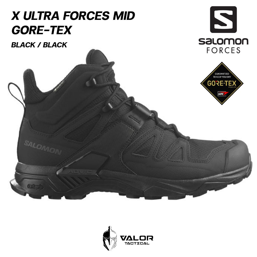 Salomon - X Ultra Forces Mid GTX [ Black ] รองเท้าผู้ชาย รองเท้าวิ่งเทรล Trail Running กันลื่น ซัพพอร์ตเท้าได้ดี ราคา 7,800 บาท*ส่งฟรี