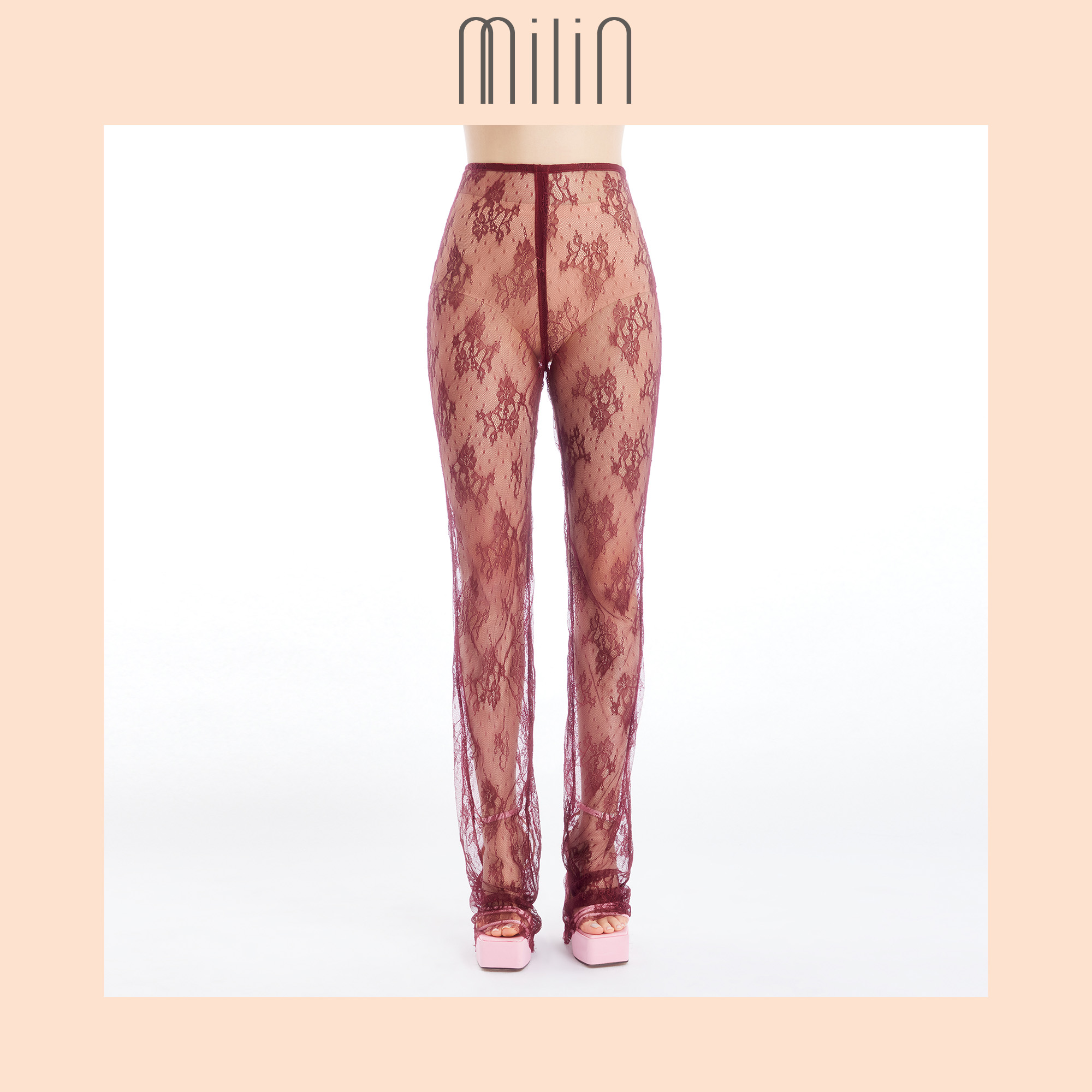 [MILIN] High-waisted skinny fit flared-leg sheer lace pants กางเกงเอวสูงทรงเข้ารูปผ้าลูกไม้โปร่งขาบานไม่มีซับใน / 41 Honey Suckle Pants ราคา 1,728 บาท*ส่งฟรี