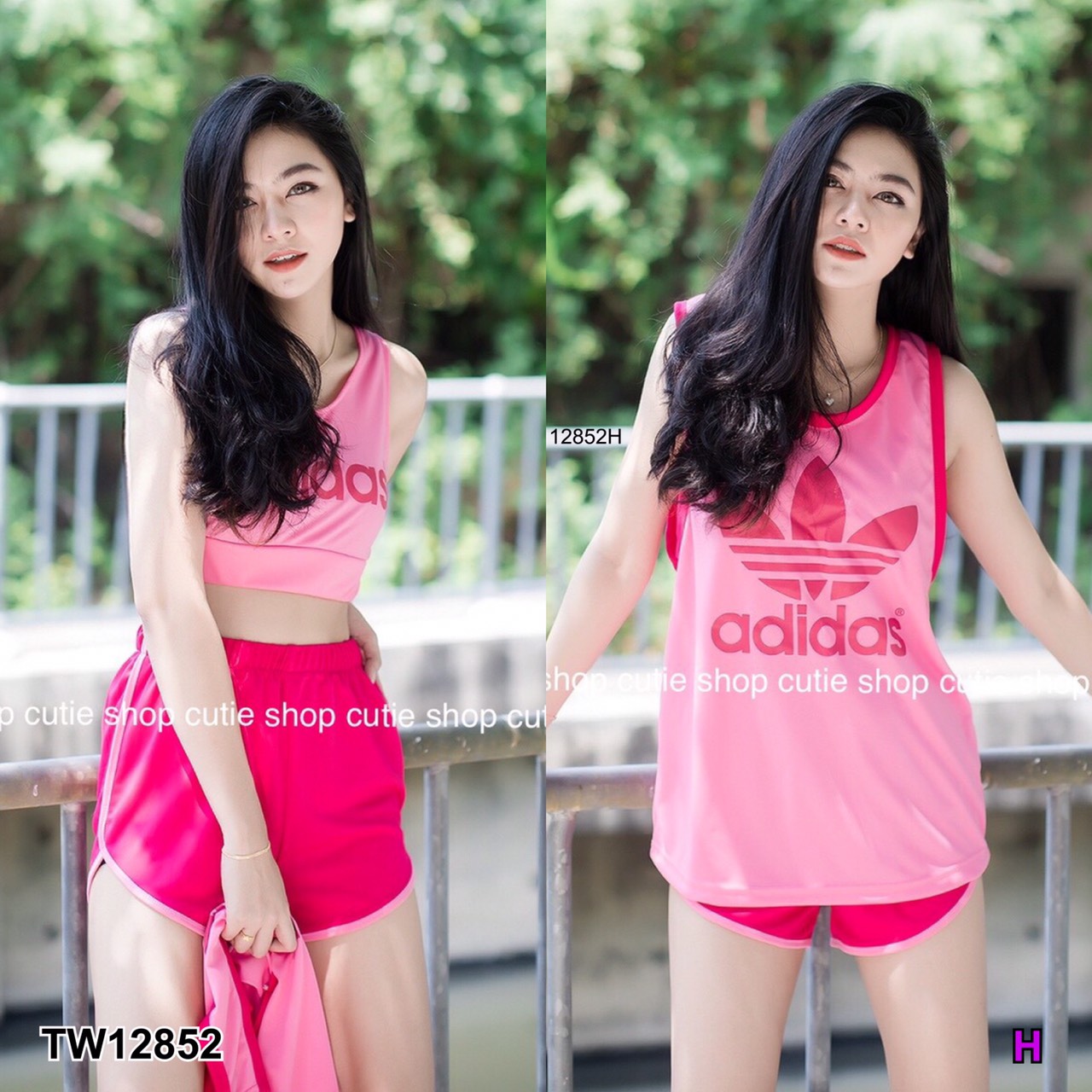 TW12852 Set 3 ชิ้น สปอร์ตบรา+เสื้อกล้าม+กางเกงขาสั้น