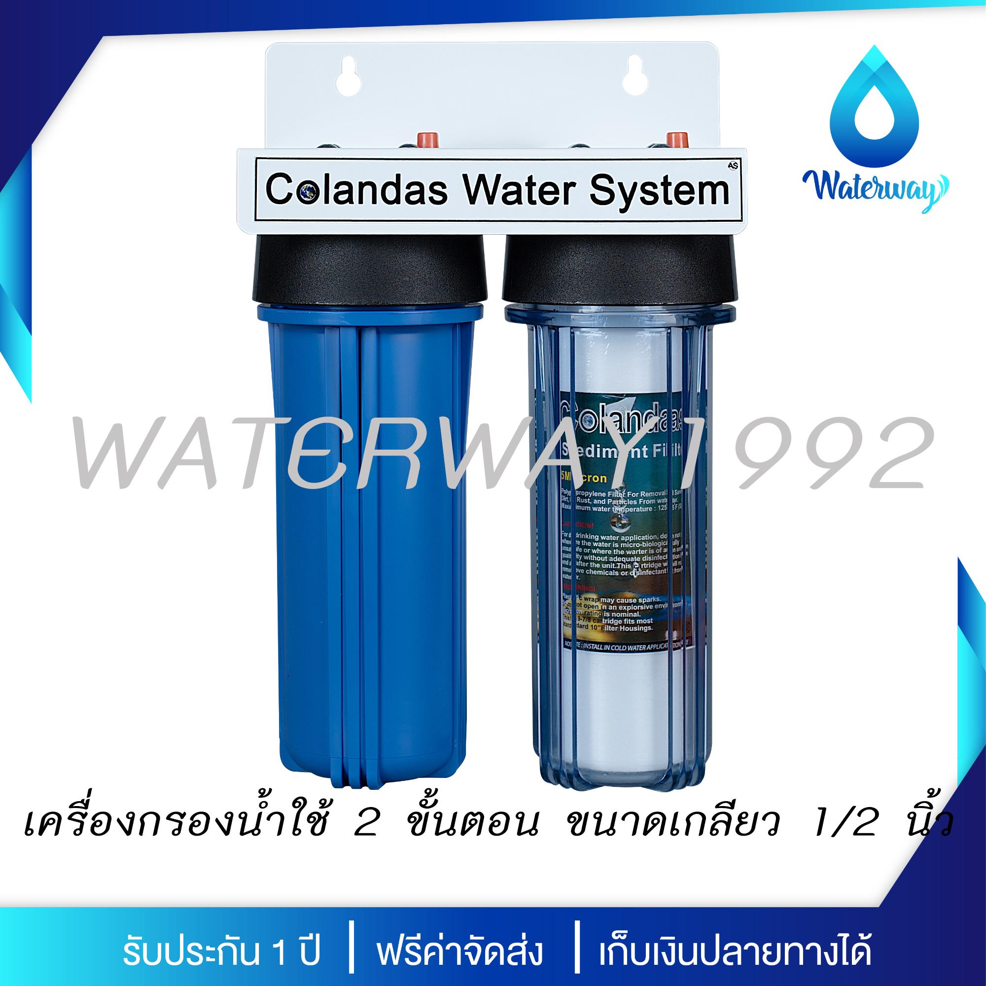 Colandas เครื่องกรองน้ำใช้เฉพาะจุด 2 ขั้นตอน อุปกรณ์ครบชุด พร้อมไส้กรอง PP/CTO กรองฝุ่นผง กลิ่น คลอรีนได้ดี ราคา 850 บาท*ส่งฟรี
