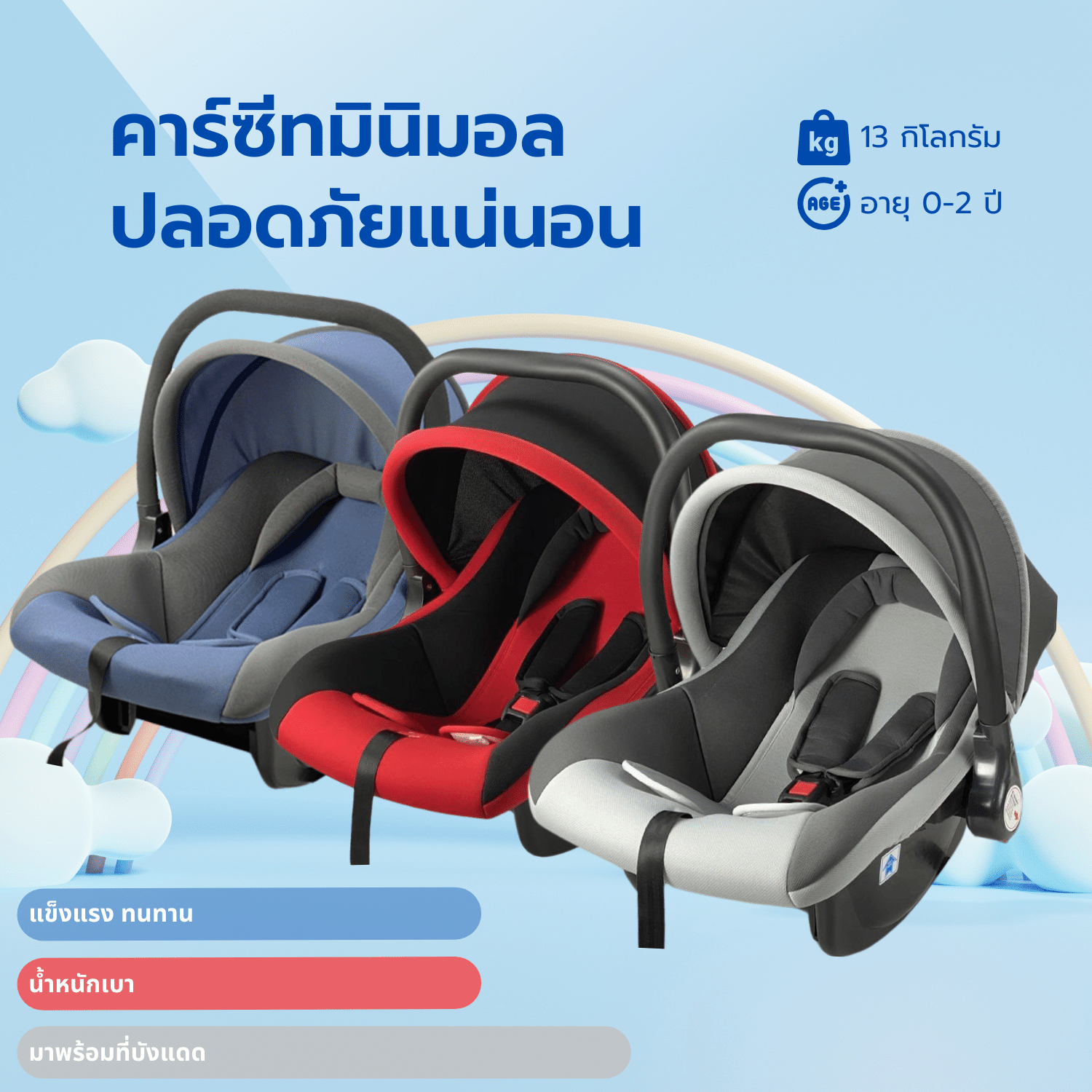 Baby Car Seat คาร์ซีทแรกเกิด ผ่านมาตรฐานการรับรองECE คุณภาพดี ราคาดี คาร์ซีท คาร์ซีทแบบพกพา คาร์ซีทเด็ก เบาะรองคาร์ซีท คาร์ซีทแบบกระเช้า