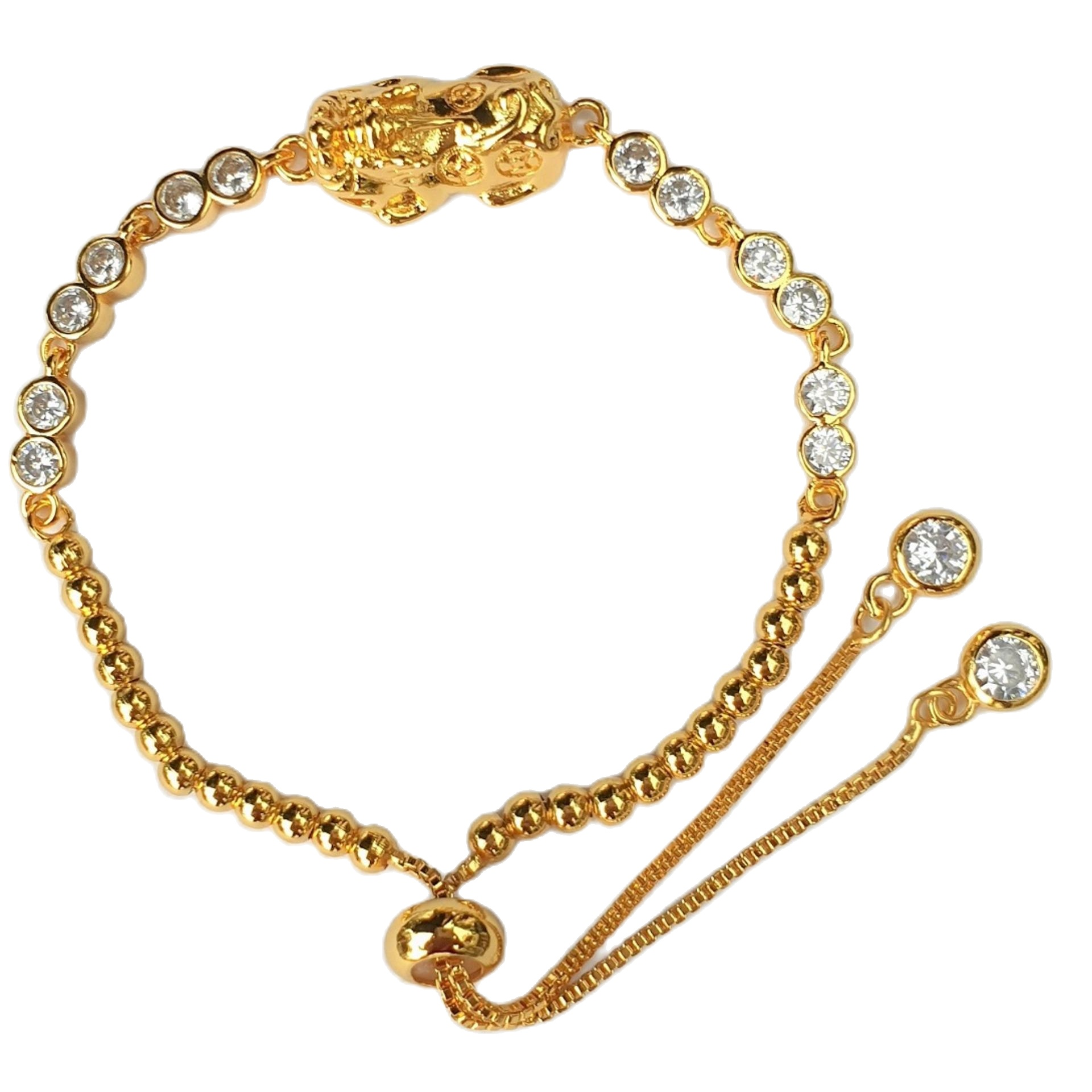 Pi Sai Bracelet, Gold Inlaid with Diamonds, Maharui, Good Quality, Not Blackened, Adjustable Size, Can Fit All Sizes.