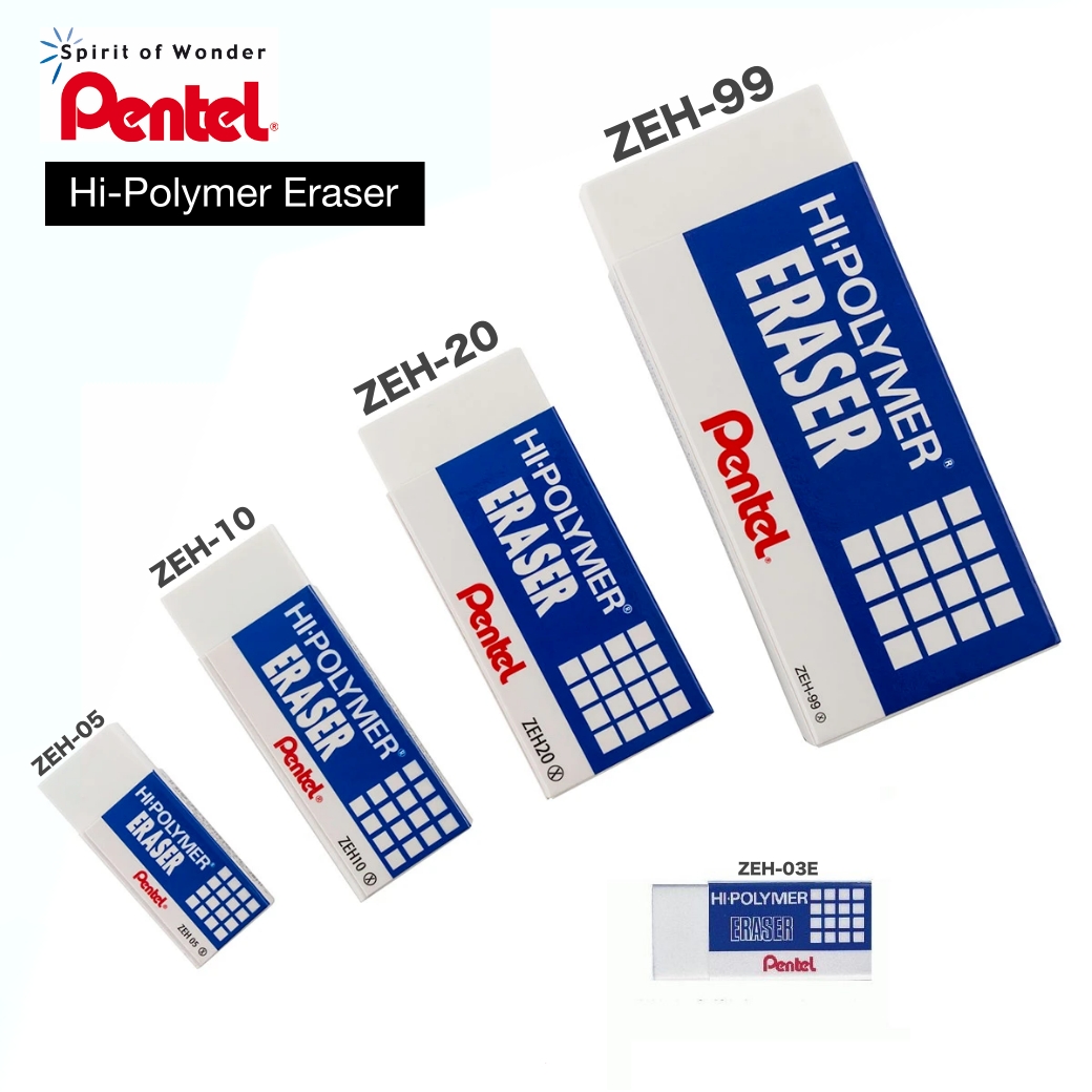 Pentel ยางลบดินสอ เพนเทล Hi-Polymer [มีให้เลือก 5 ขนาด]