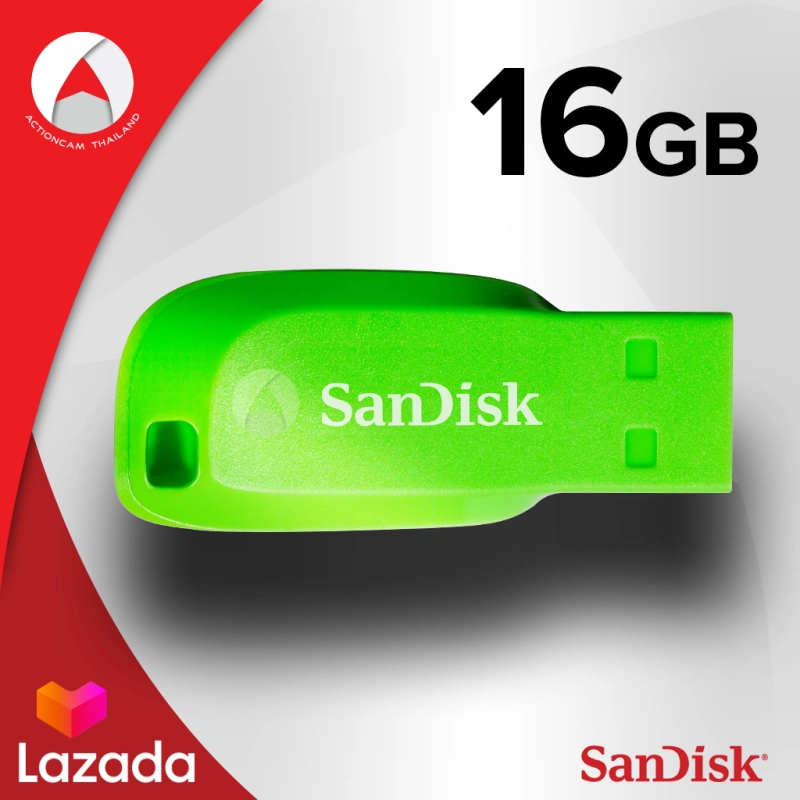 ภาพหน้าปกสินค้าSanDisk CRUZER BLADE USB 2.0 แฟลชไดร์ฟ 16GB (SDCZ50C_016G_B35GE) Green เมมโมรี่ แซนดิส แฟลซไดร์ฟ ประกัน Synnex รับประกัน 5 ปี