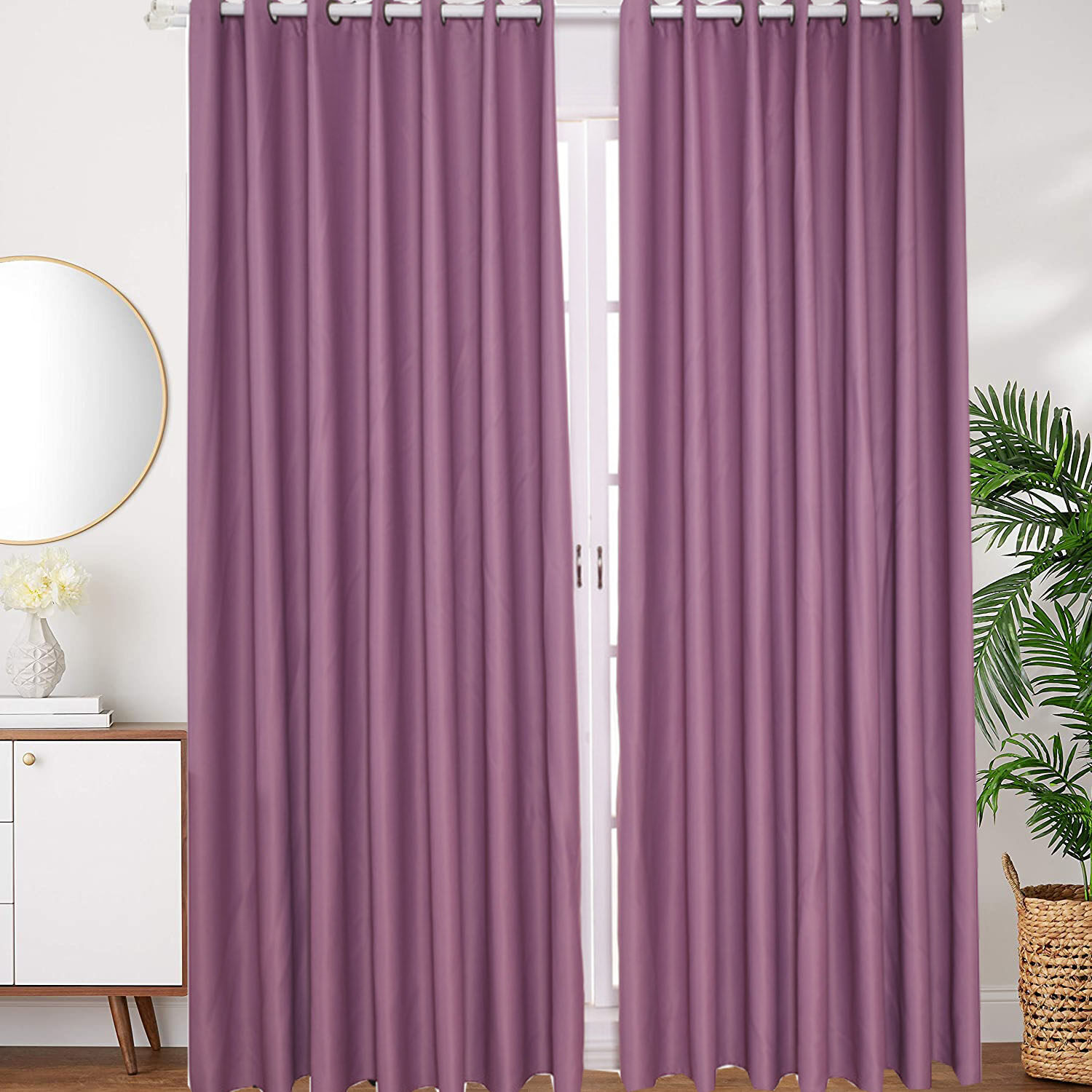 1pc Essential Thermal Insulated Solid Grommet Top Blackout Curtains/Drapes