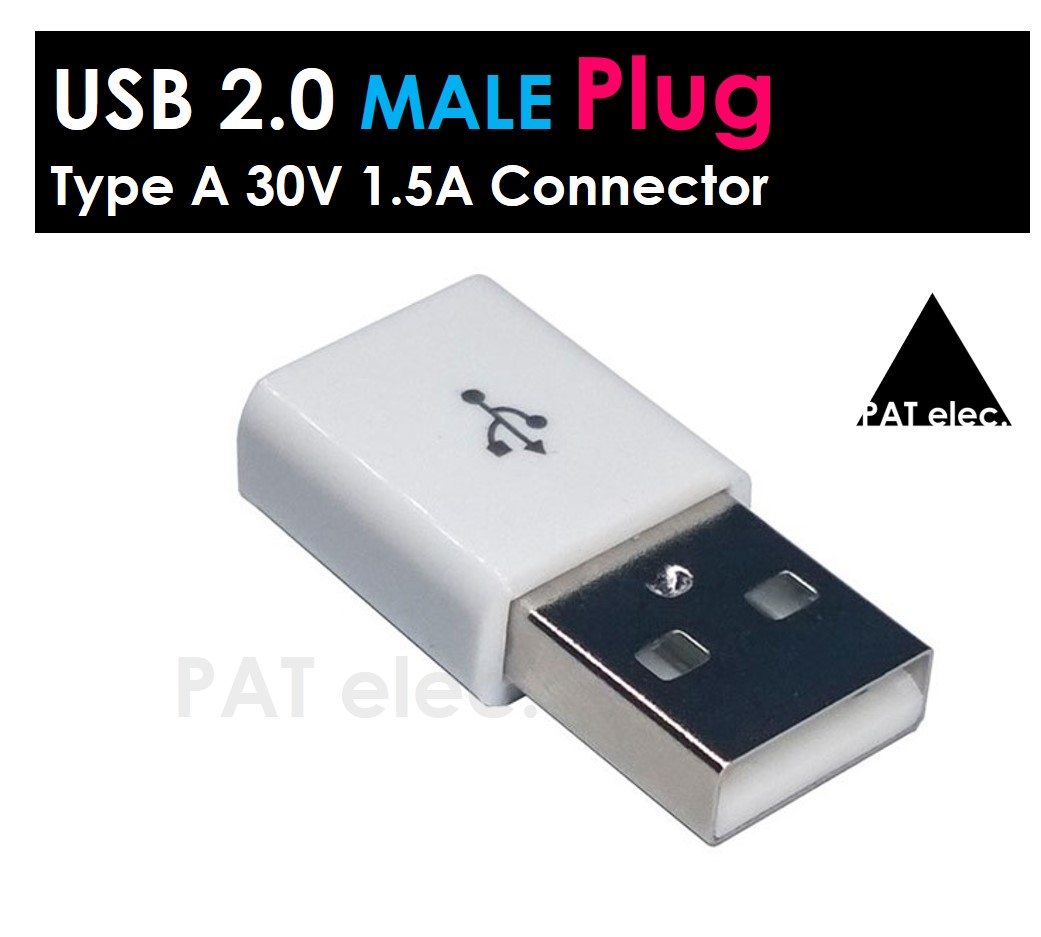 อะไหล่ พอร์ต ขั้วต่อ ชุด ปลั๊ก USB 2.0 สี่เหลี่ยม ตัวผู้ 4 PIN DIY Type A 30V 1.5A Male Plug Connectors Socket Jack .4