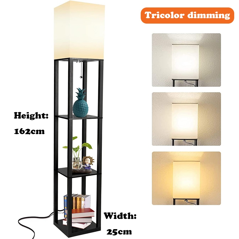 โคมพื้น floor lamp สีหลอดไฟ นํา ด้วยชั้นวาง สำหรับห้องนั่งเล่นห้องนอนสำนักงาน
