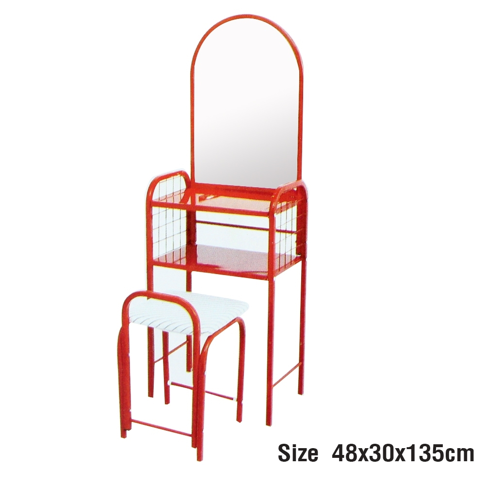 Telecorsa  โต๊ะเครื่องแป้งทำจากเหล็ก พร้อมเก้าอี้และชั้นวางของ คละสี  *1ชิ้น/ ออเดอร์* รุ่น Dressing-Table-08E-Psk2