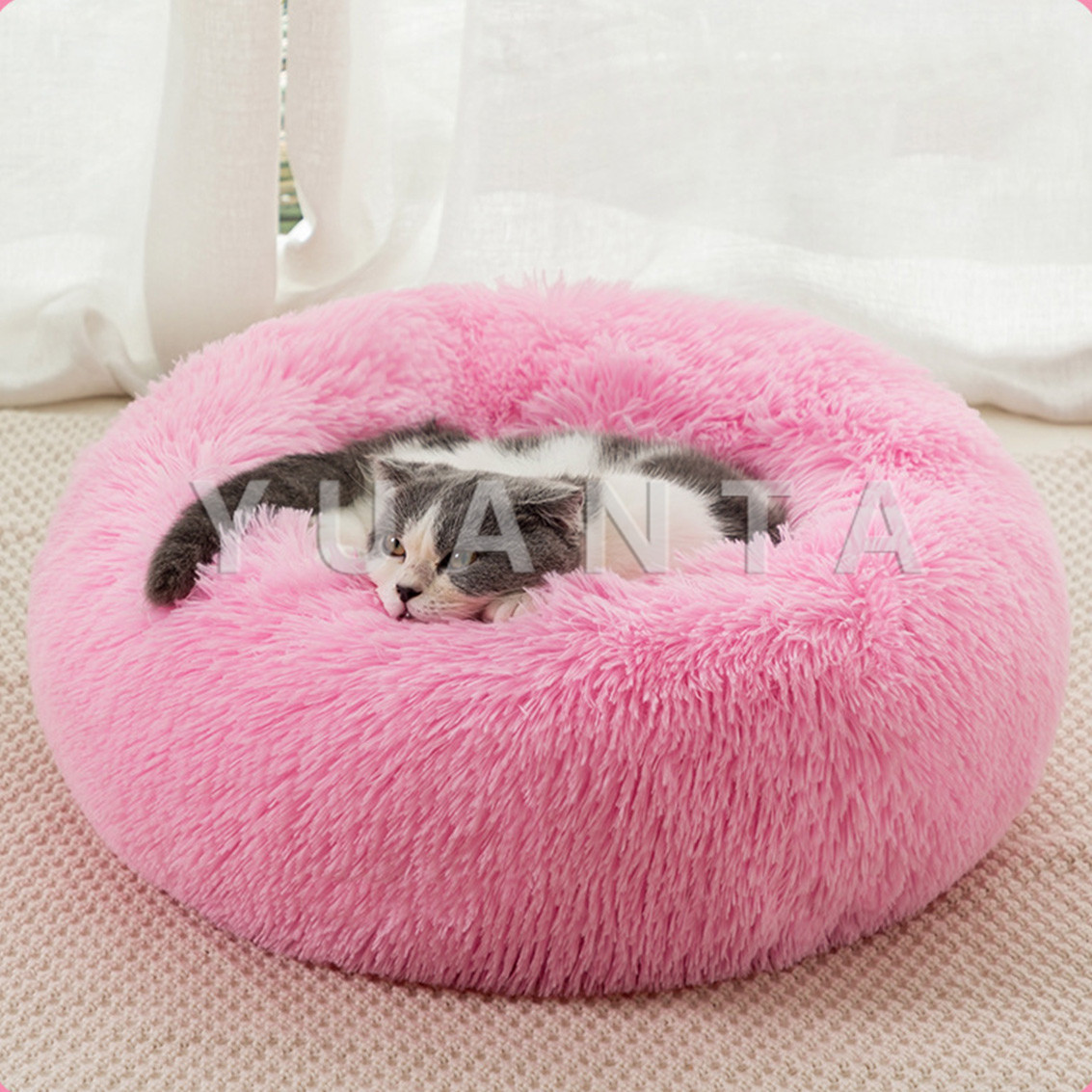 YUANTA ที่นอนโดนัทสัตว์เลี้ยง ที่นอนขนมิ้ง ที่นอนแมว ที่นอนสุนัข เบาะแมว เบาะหมา กระเป๋าใส่แมว Donut Pet Bed