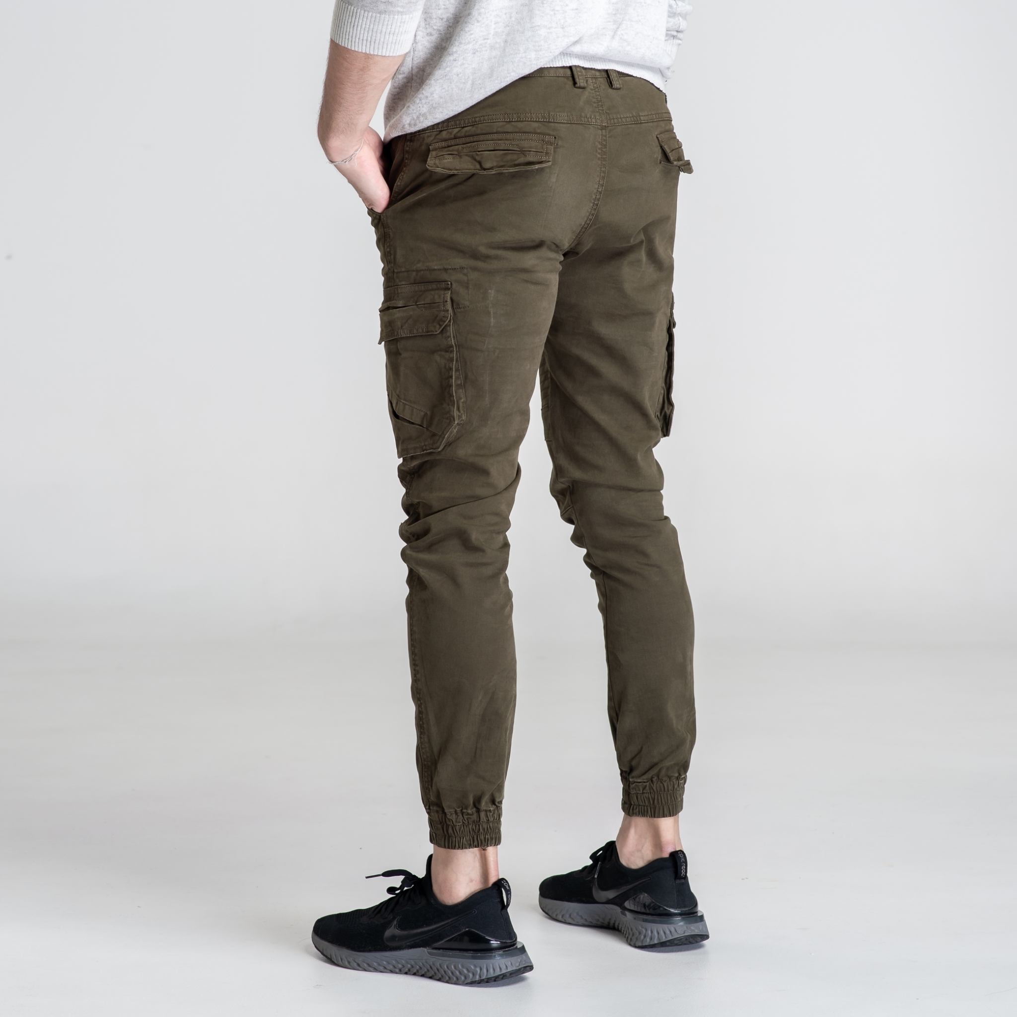 กางเกงขายาวผู้ชาย กางเกงขายาวคาร์โก้หลายกระเป๋า ปลายขาจั๊มชาย สุดเท่ ทรงสวยสไตร์เกาหลีW9061