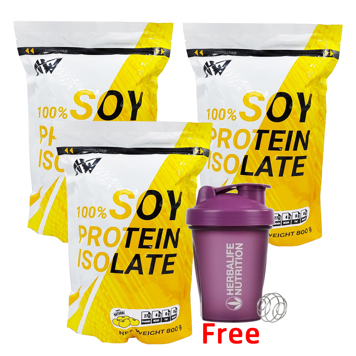 AW-SOY ISOLATE X3 ซอยโปรตีน โปรตีนถั่วเหลือง Soy Protein โปรตีนพืช เวย์ถั่วเหลือง Wheysoy เพิ่มกล้าม ลดไขมัน แพค 800 กรัม จำนวน 3 ถุง แถมฟรีแก้ว