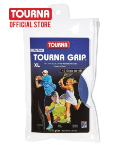 สินค้า TOURNA GRIP กริปพันด้ามไม้เทนนิสและไม้แบดมินตัน แบบแห้ง Blue- tour pack, 10XL grips on roll for Tennis & Badminton (สีฟ้า) 10 ชิ้น