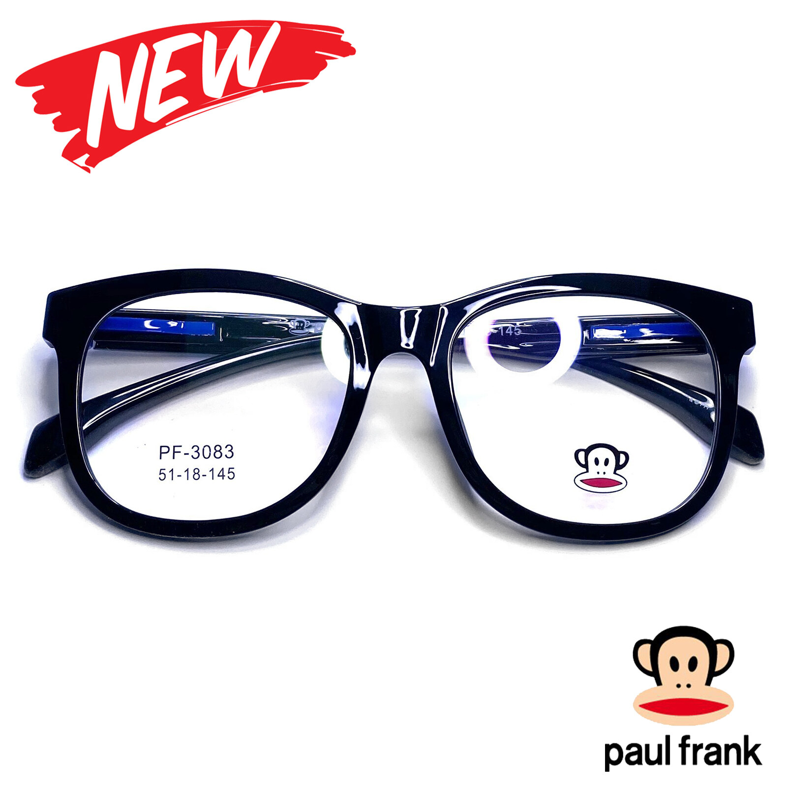 กรอบแว่นตา สำหรับตัดเลนส์ แว่นตาชาย หญิง Fashion รุ่น Paul Frank 3083 กรอบเต็ม ทรงรี ขาข้อต่อ วัสดุ TR 90 รับตัดเลนส์ทุกชนิด