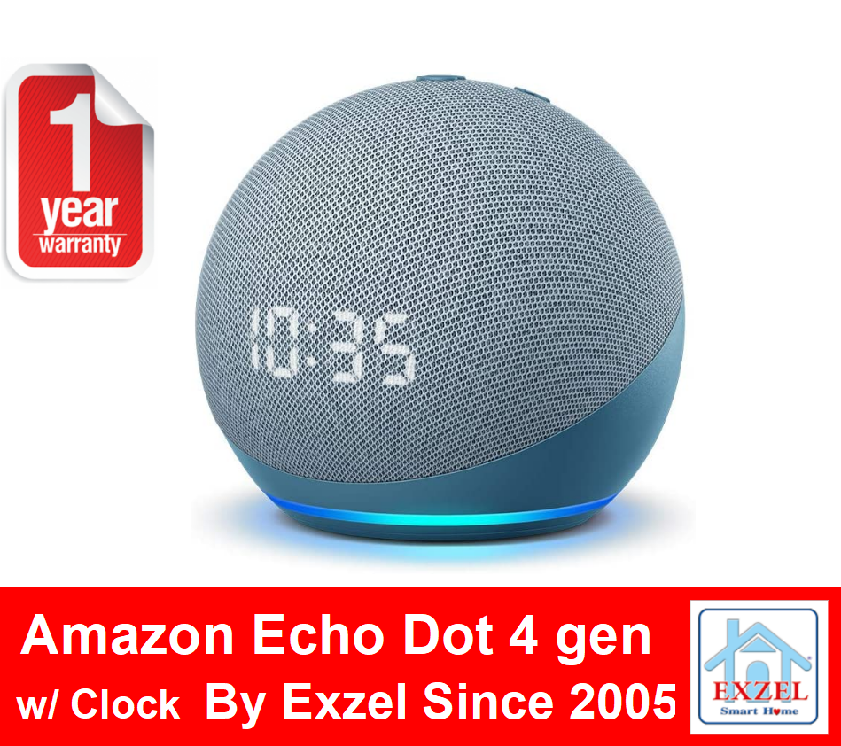 Echo Dot 4 (4th Gen) with Clock - Fast 1 Day Ship from Bangkok Stock | Amazon Alexa Voice Assistant Smart Speaker w/ Clock ลำโพงอัจฉริยะ by Amazon