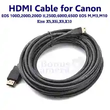 ภาพขนาดย่อของสินค้าHDMI cable for connect Canon EOS 100D,200D,200D II,250D,550D,600D,650D,Kiss X4,X5,X6i,X7,X9,X10,X90, Rebel SL1,SL2,SL3 with HD TV,Projector