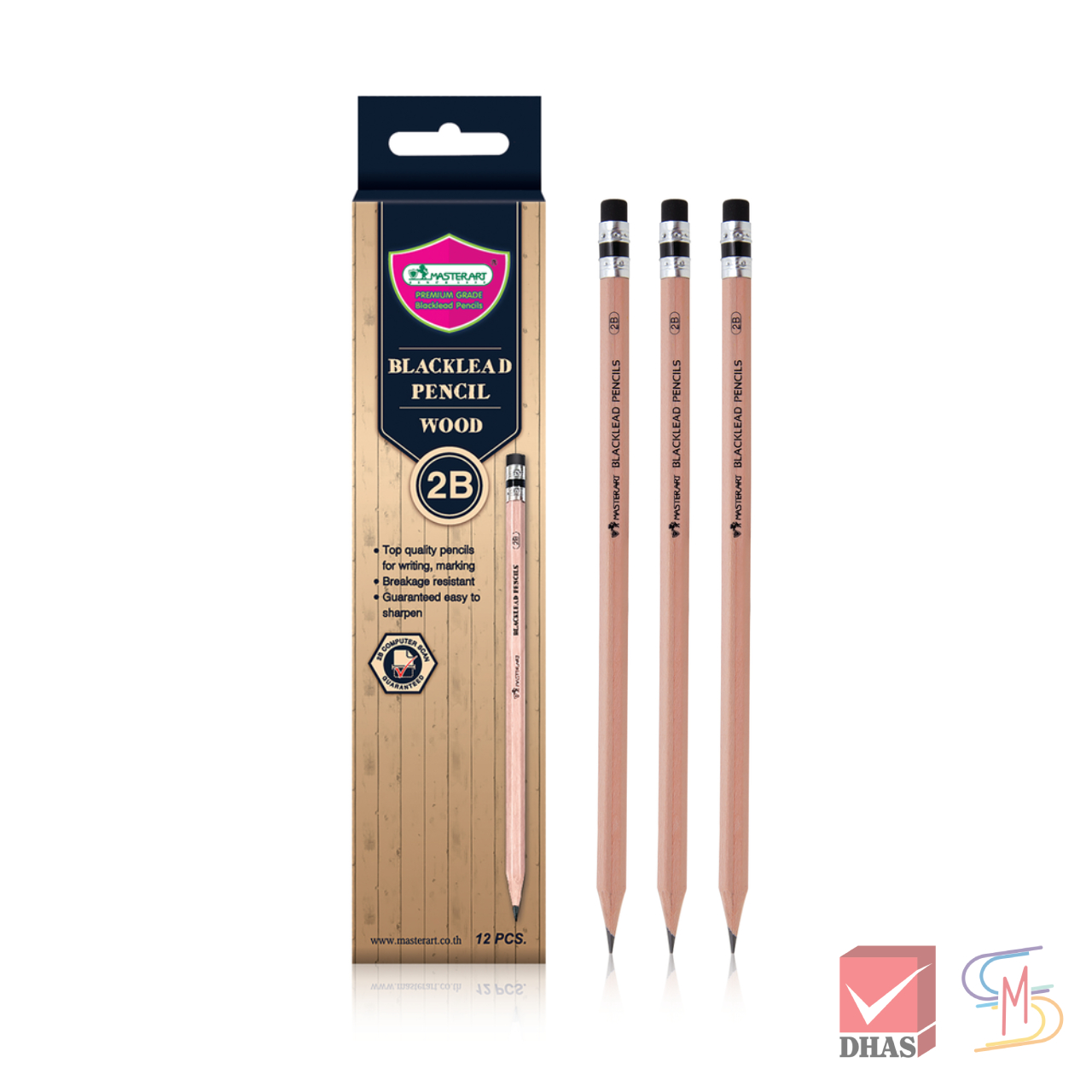 Master Art มาสเตอร์อาร์ต ดินสอ ดินสอดำ ดินสอ 2b ลายไม้ จำนวน 12 แท่ง