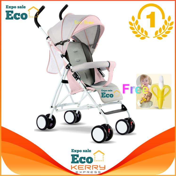 Eco Home รถเข็นเด็กแบบใหม่ 2019：มีน้ำหนักเบา4.4 กิโลกรัม สามารถนั่งได้เท่านั้น ขนาดใหญ่ Baby Stroller 3-36เดือน รุ่น：Eco300 Free Gift baby brush
