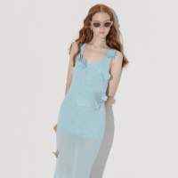 NICHp.CO : Online Exclusive Collection :  Mabel Dress เดรสผ้าตาข่ายยืด(***เดรสซีทรู ฟรีไซส์ทรงหลวม วงแขนกว้าง***) ใส่สบาย  ตกแต่งด้วยดอกไม้