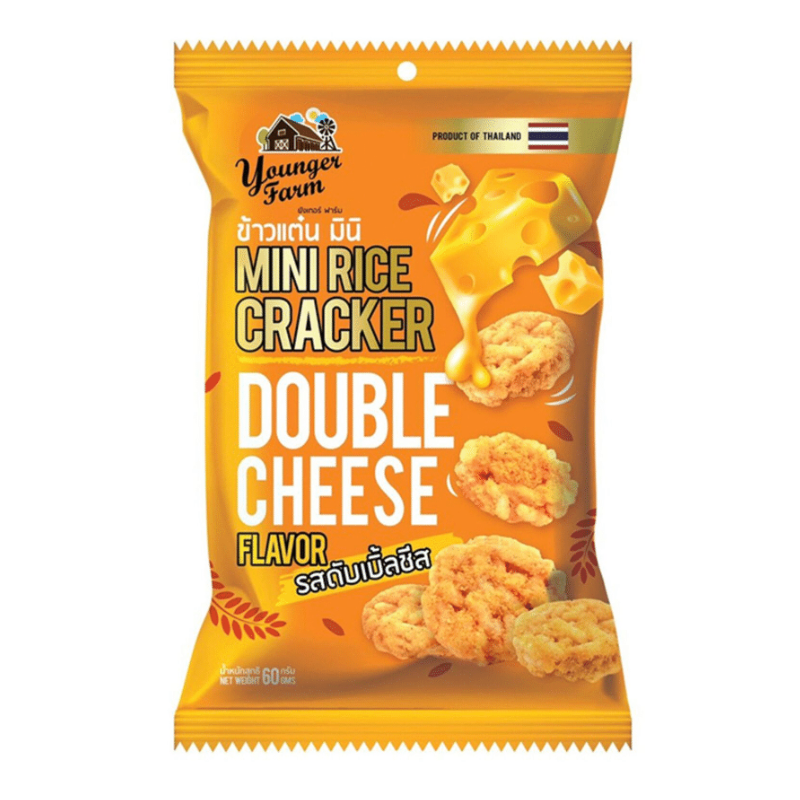 Rice Cracker Mini Double Cheese 60g Younger Farm brand ราคา 43 บาท*ส่งฟรี