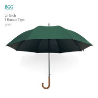 BGG  ร่มยาว/ร่มกอล์ฟ อัตโนมัติเปิด กันยูวี100% ด้ามจับทำด้วยไม้ (WA105579)