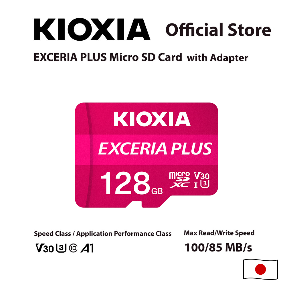 KIOXIA Exceria Plus microSD C10 U3 class R100/W85 - 128GB ราคา 1,600 บาท*ส่งฟรี