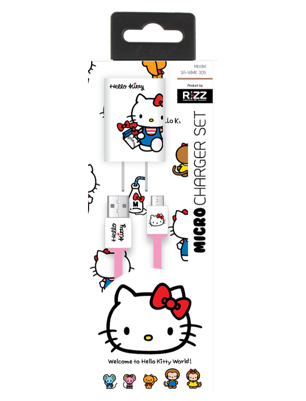 RIZZ(ริซ) Hello Kitty - Micro Charger Set ชุดชาร์จลิขสิทธิ์ลายคิตตี้ [ลิขสิทธิ์แท้ Sanrio]