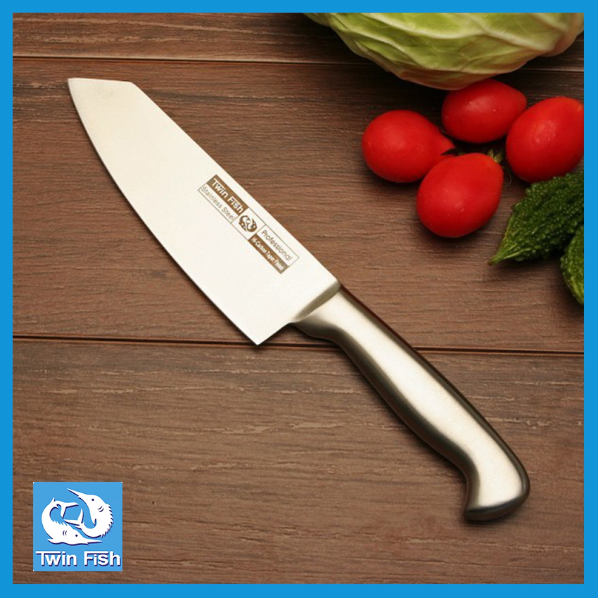 ส่งฟรี มีดหั่น มีดครัว ชุดมีดครัว Japanese Chef Knife ขนาด7นิ้ว แข็งแรง ทนทาน 9761/7 Twin Fish