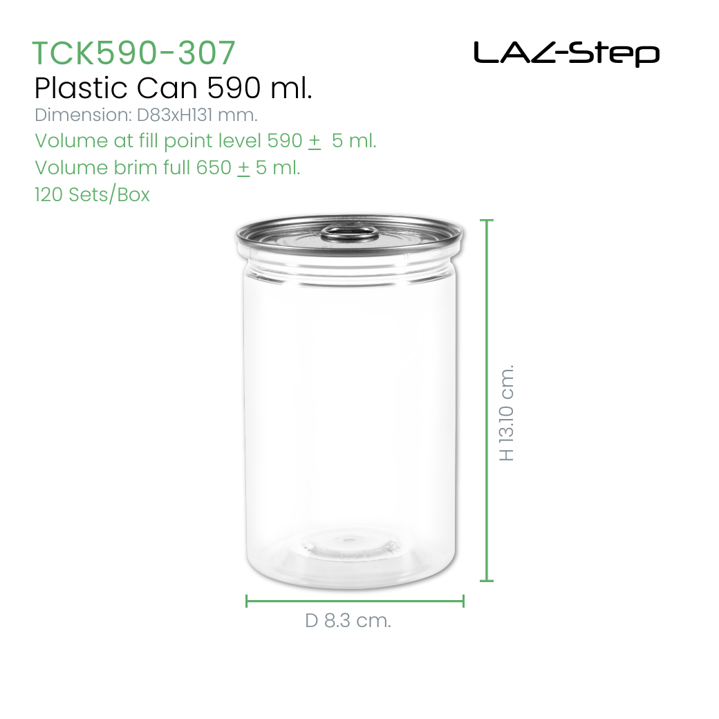 Clear PET CANS TCK590R307 590 ml. (120 Sets/Carton) ราคา 1,243 บาท*ส่งฟรี