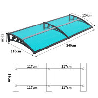 SUM【ส่งจากไทย】กันสาดหน้าต่าง กันสาด กันสาดบังแดดฝน80X120-120X240cm ขายึดเหล็กพลาสติก+กระดานความทนทาน PC กันสาดสำเร็จ กันสาดระเบียง กันสาดหน้าบ้าน กันสาดสำเร็จรูป กันสาด โพลีคาร์บอเนต สดุพีวีซีหนา ทนต่อการกระแทก กันสาดบังแดดฝน