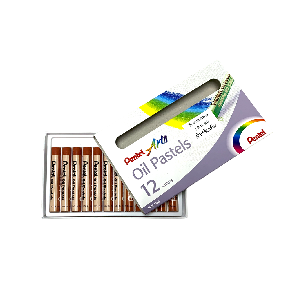 Pentel สีชอล์ค Oil Pastels กล่องสีเดียว 1 สี 12 แท่ง สำหรับเติมสีที่ใช้บ่อย PHN12AS