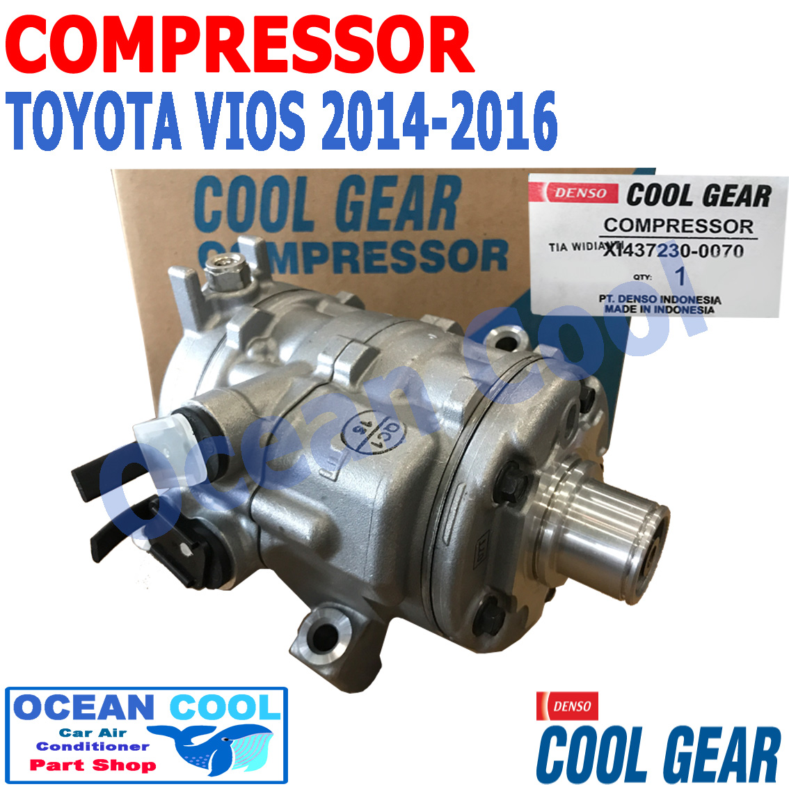 คอมเพรสเซอร์ วีออส 2014 - 2016 10SE13C COM0052 COOL GEAR รหัส XI437230-00704W compressor TOYOTA VIOS คอมแอร์รถยนต์ คอม แอร์ คอมเพลสเซอร์ โตโยต้า วีอ๊อส พ.ศ. 2557 ถึง 2560 อะไหล่ แอร์ รถยนต์ ราคา 5,100 บาท*ส่งฟรี