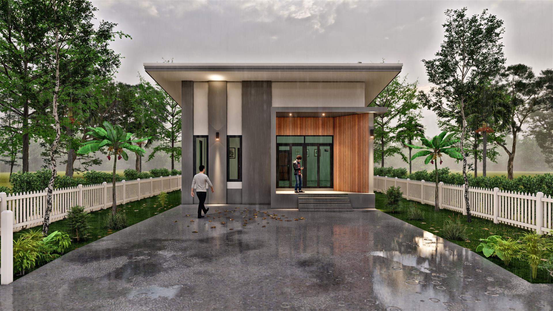 แบบบ้านชั้นเดียวเกษตรมหาชัย BluePrint-0209 2ห้องนอน 3ห้องน้ำหลังคาเพิงแหงนแบบบ้านสำหรับขออนุญาตปลูกสร้างและยื่นกู้ธนาคารด้วย BOQ ราคา  15,000 บาท*ส่งฟรี