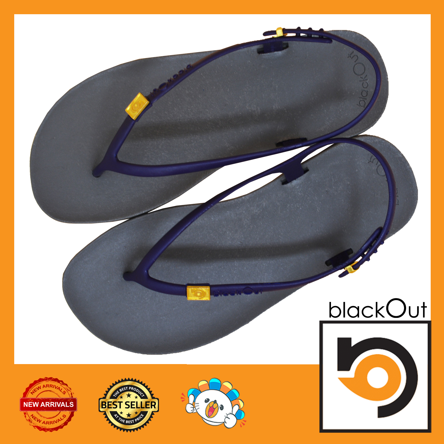 BlackOut Flipper Slingback / พื้นเทา(หูน้ำเงิน) ราคา 360 บาท*ส่งฟรี