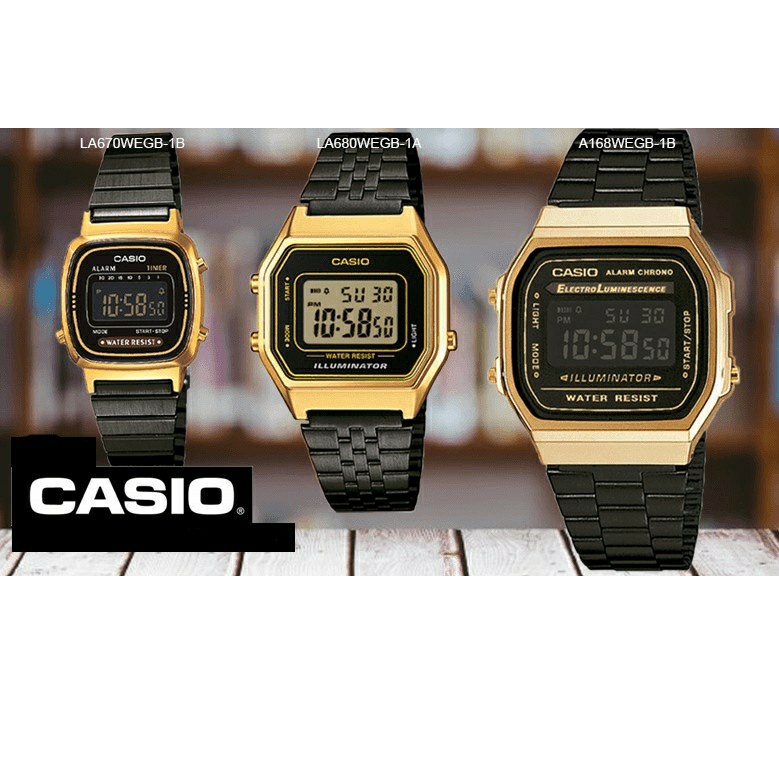 (casio) นาฬิกาข้อมือ กันน้ำ100sio Standard ผู้ชายและผู้หญิง รุ่น A168WG-9W นาฬืกาcasio สายเหล็ก ดำทอง นาฬิกาผู้หญิงผู้ชาย RC610