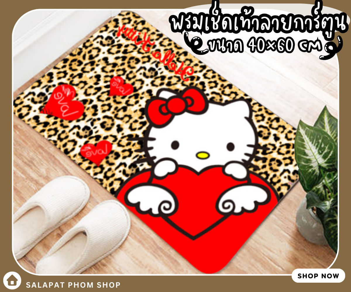 🎀พรมเช็ดเท้าลายการ์ตูน พรมเช็ดเท้า พรมเเต่งบ้าน พรมการ์ตูน พรมคิตตี้ ขนาด 40×60 cm 🎀