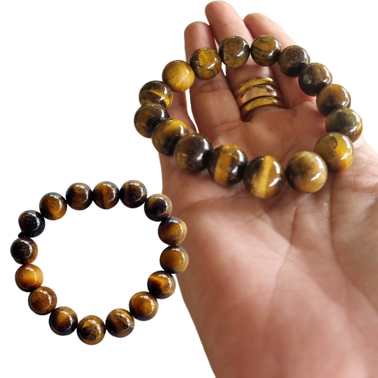 Genuine Tiger Eye Stone Bracelet. Tiger Eye Stone, the Stone of Good Fortune and Good Luck. (Free Size - Can Be Adjusted)
