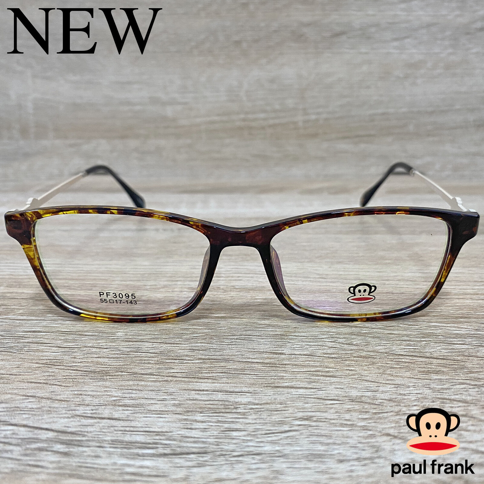 Fashion กรอบแว่นตา สำหรับตัดเลนส์ แว่นตาชาย หญิง แว่นตา รุ่น Paul Frank 3095 สีน้ำตาลกละ กรอบเต็ม ทรงเหลี่ยม ขาข้อต่อ วัสดุ TR 90 รับตัดเลนส์ทุกชนิด