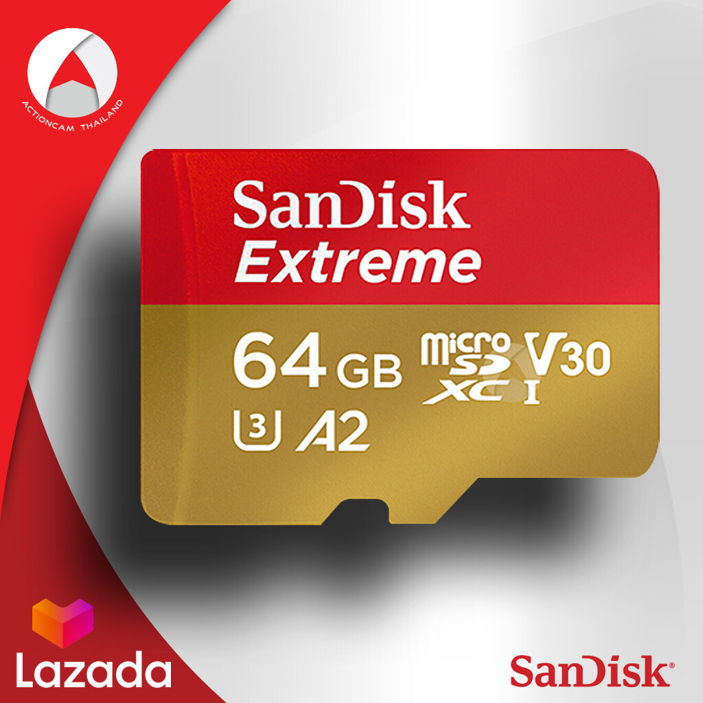 SANDISK MICRO SD Card EXTREME 64 GB A2 รุ่นใหม่ SDXC ClassU3 อ่าน 160mb/s เขียน 60mb/s (SDSQXA2_064G_GN6MA) ไมโครเอสดีการ์ด แซนดิส เมมโมรี่ ใส่ แท็บเล็ต โทรศัพท์ มือถือ สมาร์ทโฟน Andriod Action Camera SJCAM Gopro 5 6 การรับประกันโดย Synnex แบบ Lifetime