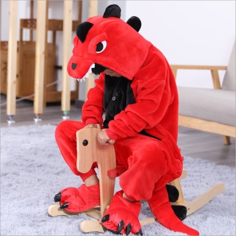 7C 51 ชุดเด็ก ชุดมาสคอต ชุดนอน ชุดแฟนซี มังกร ก๊อตจิ ไดโนเสาร์ สีแดง Mascot Red Dinosaur Dragon Costumes