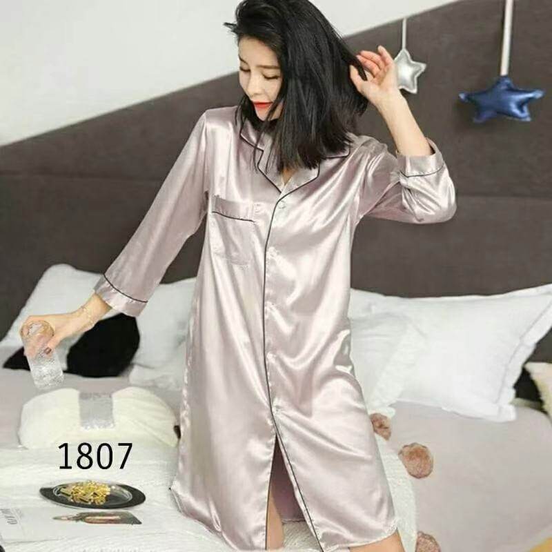 lucky Bag_shop-ชุดนอนแฟชั่นเกาหลี，Womenชุดนอนผ้าซาติน，กระโปรง รุ่น1807