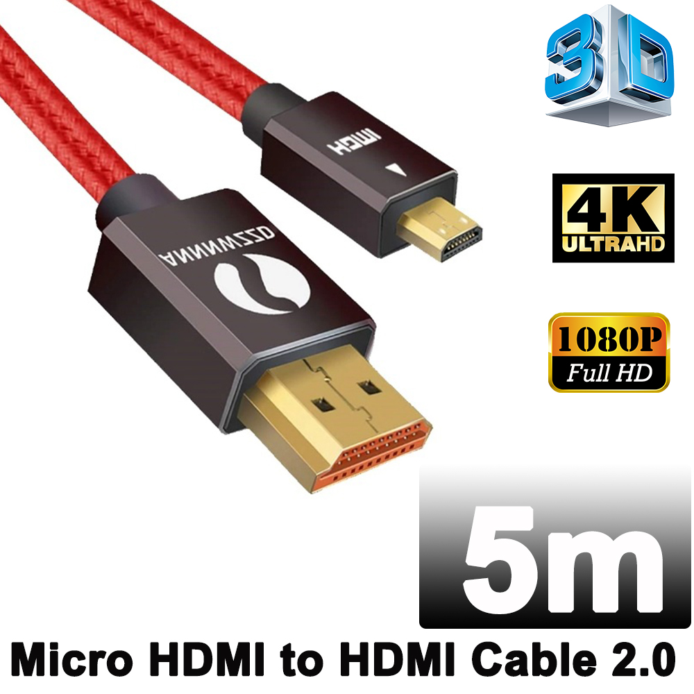 สาย Micro HDMI to HDMI Cable 2.0 3D 4k 1080P high speed HDMI Cable Adapter 5m for HD TV PS3 XBOX PC camera Micro HDMI Cable