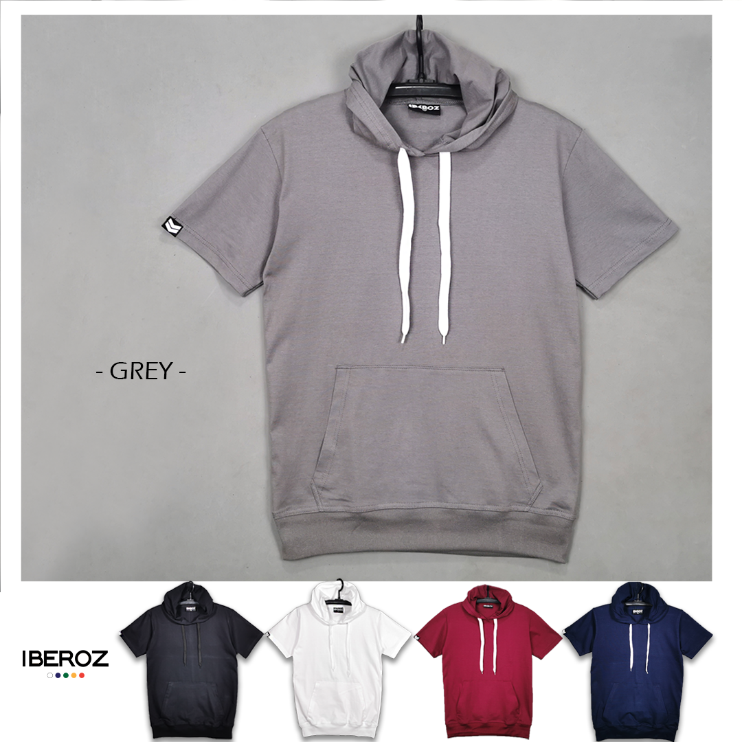 iBEROZ® เสื้อมีฮู้ด แขนสั้น เสื้อสีพื้น เสื้อมีหมวกสีพื้น รุ่นSHOODBASIC