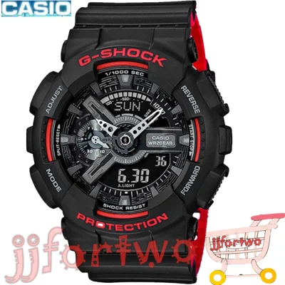 CASIO G-SHOCK นาฬิกาข้อมือผู้ชาย สายเรซิ่น รุ่น GA-110HR-1A(Red and black)(ไม่มีกล่อง/No box)