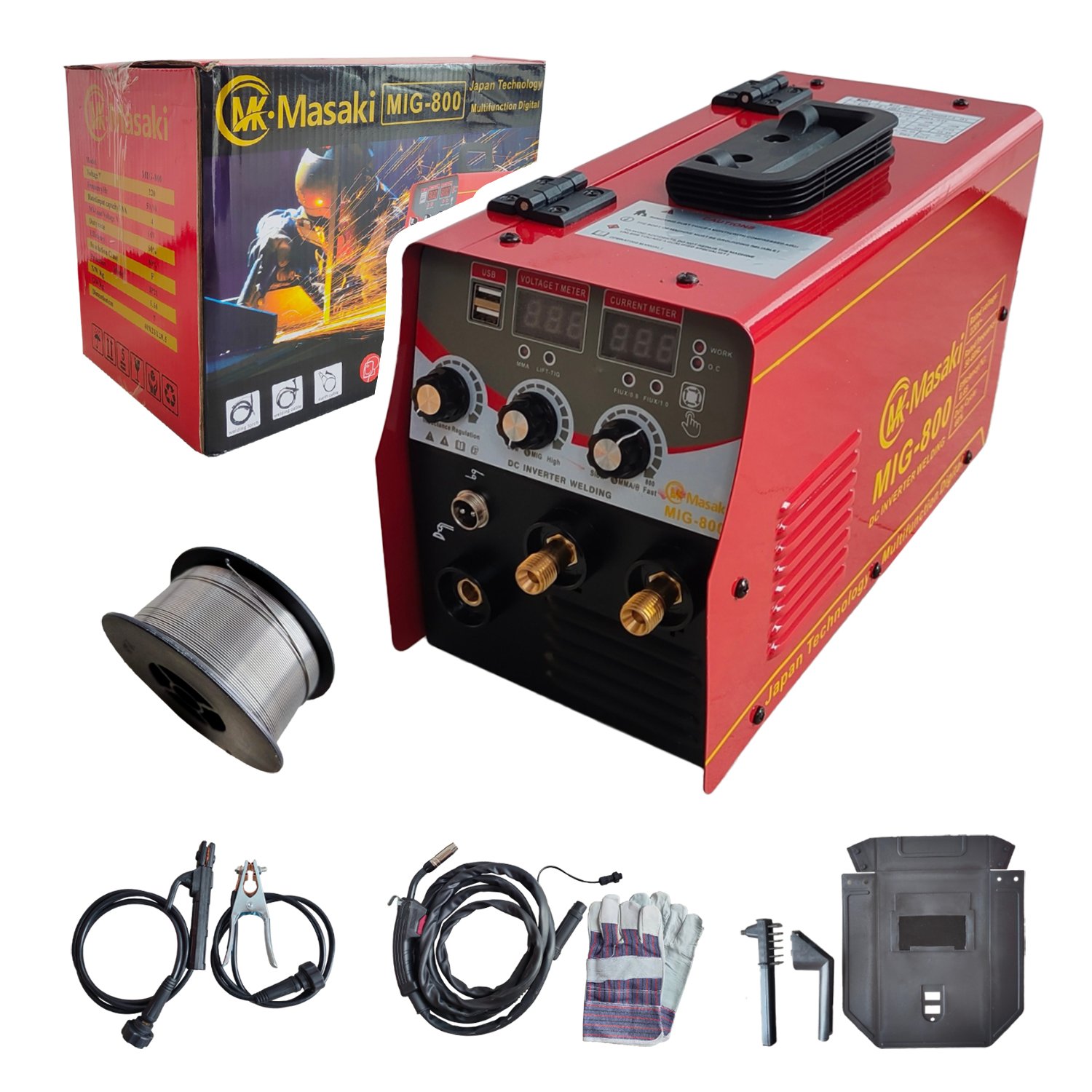 ตู้เชื่อม 2 ระบบ MASAKI มาใหม่ล่าสุด แถมสายเชื่อม mig ยาวถึง 4 เมตร อุปกรณ์ครบพร้อมใช้งาน เชื่อม mig ลวดม้วน FLUX-CORED กับเชื่อม MMA ธูปเชื่อมทั่วไป