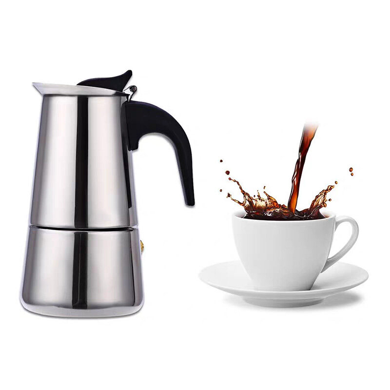 QIQI กาต้มกาแฟสดแบบพกพาสแตนเลส เครื่องชงกาแฟสด หม้อต้มกาแฟแบบแรงดัน 100ml/200ml/300ml
