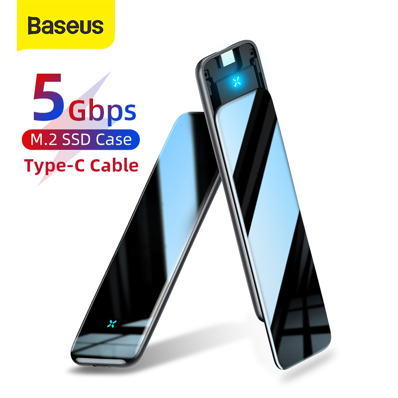 Baseus M2เคส SSD NVME ฮาร์ดไดรฟ์เสริมกรณี M.2 To USB ประเภท C 3.0สำหรับ NGFF SATA M/B ดิสก์คีย์กรณีกล่องเก็บ SSD