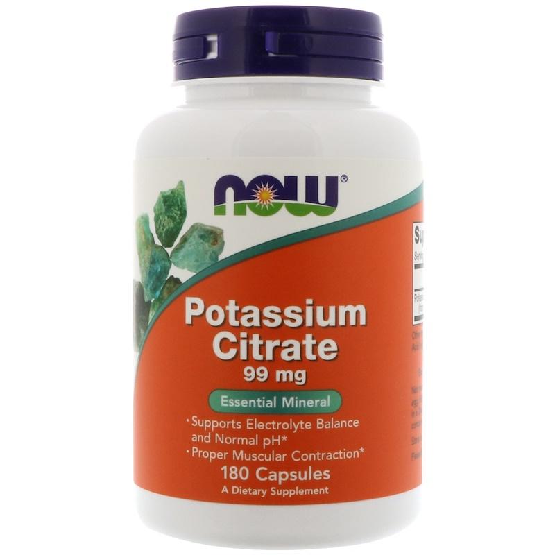 โพแตสเซียม โปแทสเซียม ซิเตรท Now Foods, Potassium Citrate, 99 mg, 180 Capsules