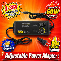 อะแดปเตอร์จ่ายไฟปรับได้ 3-36V 60W พร้อมหน้าจอดิจิตอลปลั๊ก US สำหรับงานอิเล็กทรอนิกส์และงาน DIY[UEB Vodool]