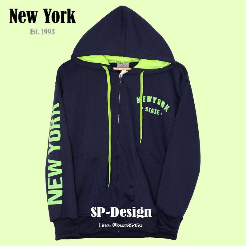 เสื้อคลุมมีฮูด เสื้อกันหนาว New York Hoodie สกรีนแขน