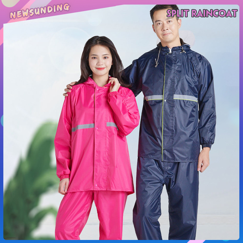 Navy blue raincoat with reflective stripe model waterproof rain suit A1207